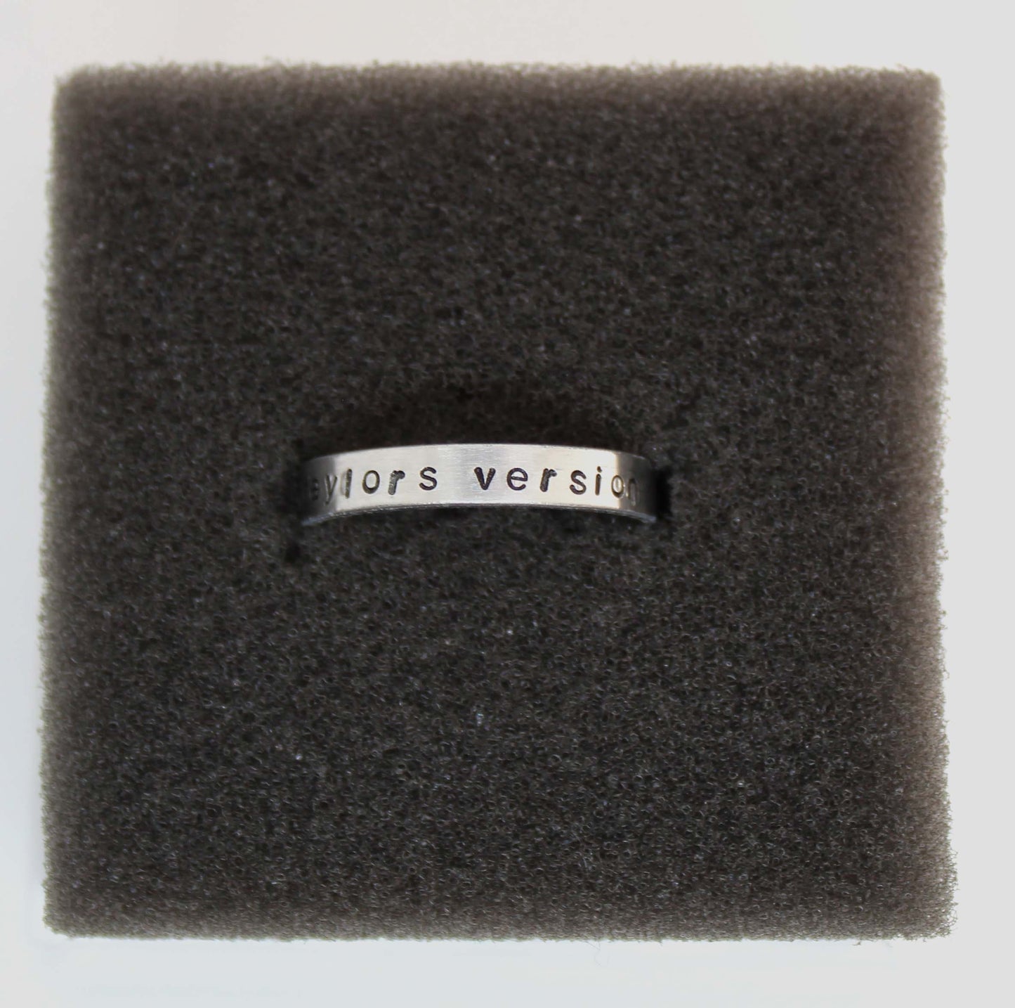 taylor's version hand stamped ring